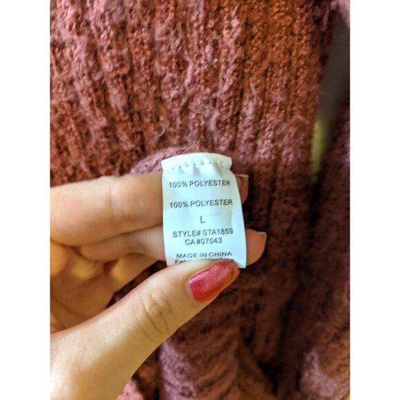 Dreamers Knit Sweater Midi Dress Fall Ribbed Fuzzy Cozy Long Sleeve Rust Red L - Picture 9 of 9